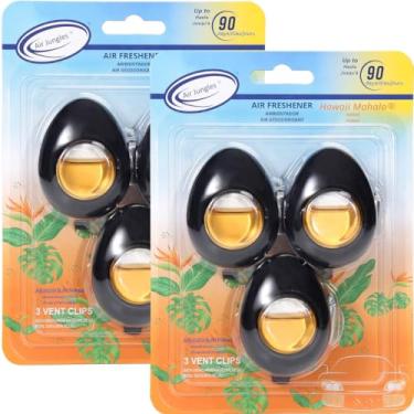 Imagem de Air Jungles Clipes de ventilação para ambientadores automotivos, 3 unidades (pacote com 2), aroma Hawaii Mahalo, 4 ml cada, eliminador de odores de carro de longa duração, design de encaixe fácil