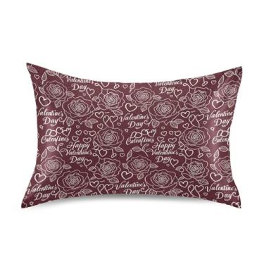 Imagem de Wassud Line-Art Fronhas de cetim para o dia dos namorados rosas para cabelo e pele fronhas de seda lisa Queen Size Capas de travesseiro respiráveis com fecho de envelope