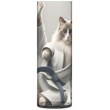 Imagem de Vasos cilíndricos decorativos engraçados de karatê para flores, vaso redondo de plástico personalizado, decoração de quarto moderna, 30 cm x 9,9 cm