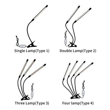 Imagem de SIWOTED 4 LED Grow Light Full Spectrum White Light 4/8 / 12H Timer 5 Brightness Leves Clip Planta Growing Light para interior Planta Mudas Sunlike ajustável Gooseneck Planta USB (Tipo 3)