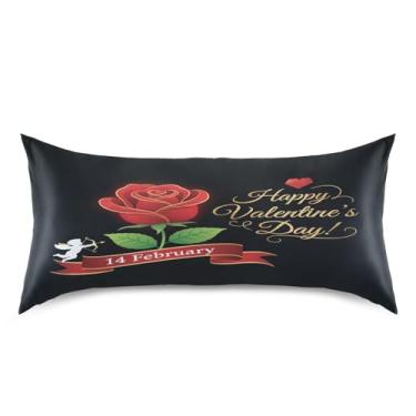 Imagem de Blueangle Fronha de cetim refrescante para cabelo e pele, fronha rosa dos namorados, tamanho king 50,8 x 101,6 cm com fecho de envelope (360)