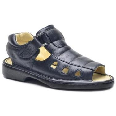 Imagem de Sandália Masculina Ortopédica Leve Couro Macio-Masculino