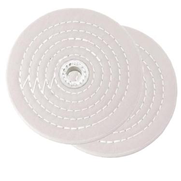 Imagem de JUNLIXN Roda de Polimento de Algodão Extra Grossa de 6 Polegadas, Furo de Eixo de 5/8 Polegadas, Pano Abrasivo de 70 Camadas, Roda de Polimento Fino para Retificadora de Bancada (Branco)
