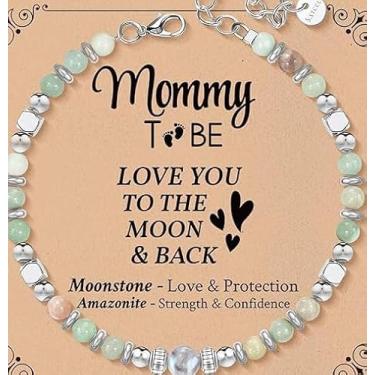 Imagem de Pulseira de contas para mulheres Amazonita Pedra da Lua, Presentes para Irmãs, Presentes para Mãe, Filha, Esposa, Amiga, Neta, One Size, Aço inoxidável, Sem Pedra Preciosa