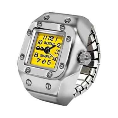 Imagem de Anel relógio novo venda quente criativo liga escudo dedo quadrado dial