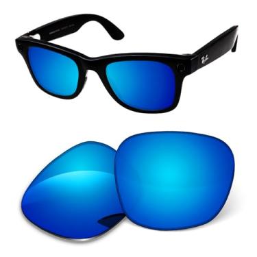 Imagem de Lentes de substituição de 1,6 mm compatíveis com óculos inteligentes RayBan Meta Wayfarer (Gen 2) RW4012 de 50 mm, antiarranhões e ajuste fácil, Azul gelo espelhado, One Size