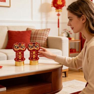 Imagem de Velas a Bateria - Figurinhas de Ano Metalicas a Pilhas | Velas Eletrônicas Chinesas com Luzes LED | para Mesa de Jantar Escritório Sala de Estar Entrada Quarto Celebrações Eventos Feriados