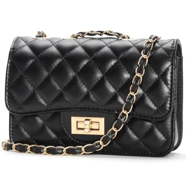 Imagem de Supaico Bolsa de ombro pequena acolchoada para mulheres, bolsa tiracolo moderna, bolsa de ombro feminina, bolsa de mão com alça de corrente, Preto, B, Bolsa de ombro