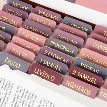 Imagem de Kit de guias bíblicos espanhóis para mulheres, Pestañas para Biblia en Español, rosa roxo em relevo, impermeável, laminado, grande impressão, índice, tabulações, presentes cristãos, para homens, 90