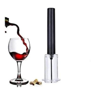 Imagem de Abridor Vinho Bomba Pressão Sucção Saca-Rolhas Ar Preto - Agulha Teflon Rápido 4 Bombas, Sem Fragmentos Rolha Natural
