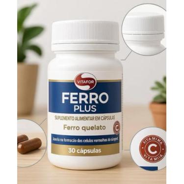 Imagem de Ferro Quelato Plus Com Vitamina C Vitafor 30 Cps - Original