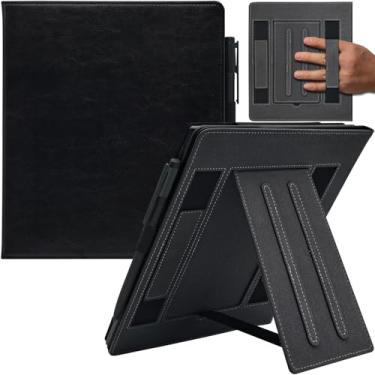 Imagem de GOVTVA Capa de suporte duplo para tablet Onyx Boox Note Air 5 C/Note Air 4 C/Air 3 C (versão 2025/2024) Capa de couro PU premium com hibernar/despertar automático/alça dupla de mão/suporte elástico