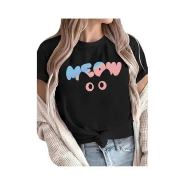 Imagem de Camiseta Feminina Confortável Estampada Branca Para Verão, Camping, Ci