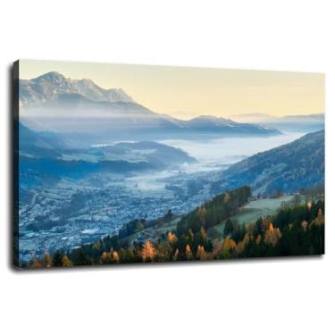 Imagem de Pôster de natureza 912 impressões em tela paisagem vista vale arte de parede para casa 1 painéis decorações com moldura 30.4 cm x 20.3 cm