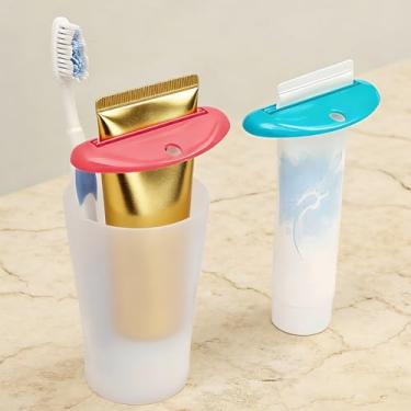 Imagem de 4 PCS Compressor de pasta de dente, porta-chaves de pasta de dente, ferramenta de compressor de tubo de banheiro, adequado para pasta de dente, maquiagem, tintas