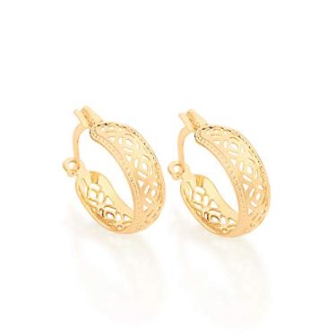 Imagem de Brinco Rommanel Banhado A Ouro 18k Pequena Argola Com Círculos Vazados 523180