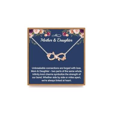 Imagem de Colar com pingente infinito de ouro rosa, corrente de prata esterlina, presente para mãe, filha, presente para mulheres, ajustável, joias modernas, presentes de aniversário para avó, neta, irmã, tia