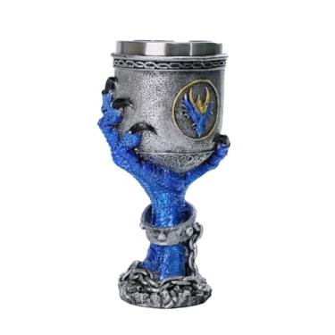 Imagem de BVSTJIUJI Taças vintage de aço inoxidável em forma de dragão de tijolo azul de 200 ml, copos específicos para festas para coquetéis e bebidas