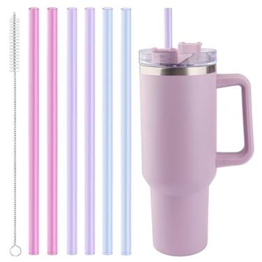 Imagem de Joshey Canudos de substituição Tritan de 30,5 cm para copo Stanley 1,134 g - pacote com 6 canudos longos reutilizáveis com escova de limpeza, serve para acessórios de copo Stanley de 850 g e 1,134 g