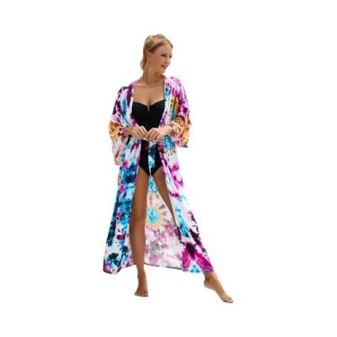 Imagem de Conjunto De Biquíni Sexy Feminino Com Capa Longa De Kimono Moda Para B