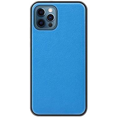 Imagem de MAALYA Capa de telefone traseira de couro com suporte de cartão oculto, para Apple iPhone 12 Pro (2020) 6,1 polegadas All-Inclusive Capa de telefone de transporte de carro à prova de choque (Cor: Azul)