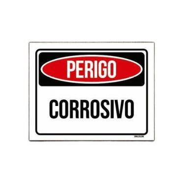 Imagem de Placa De Sinalização - Perigo Corrosivo 18X23 - Sinalizo