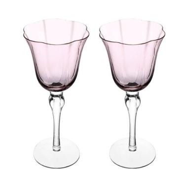 Imagem de Conjunto 02 Taças para Vinho de Vidro 250ml Rosa Wolff