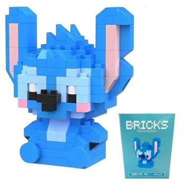 Imagem de Bloco de Montar Liro Stitch BrickHeadz didatico com 720 peças 9x9x9Cm
