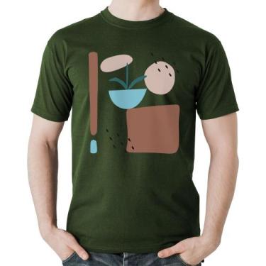 Imagem de Camiseta Algodão Vaso de Planta Minimalista Abstrato - Foca na Moda, M