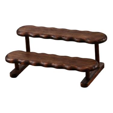 Imagem de IEUDNS Suporte de exibição de figuras, suporte para cupcakes, expositor de madeira, organizador de perfumes em vários níveis para brinquedos, figuras, 2 Níveis