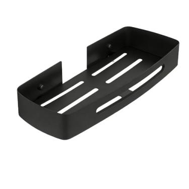 Imagem de Fockety Prateleira de Banheiro, Prateleira Montada na Parede de Aço Inoxidável Preto Fosco Sem Adesivo de Perfuração para Organizador de Banheiro e (Rack preto de camada única (sem instalação de)