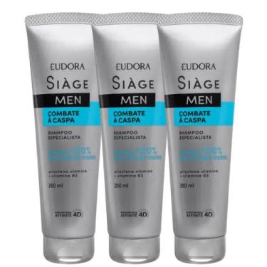 Imagem de Kit 3 Shampoo Anticaspa Masculino Combate a Caspa 250ml Eudora Siàge