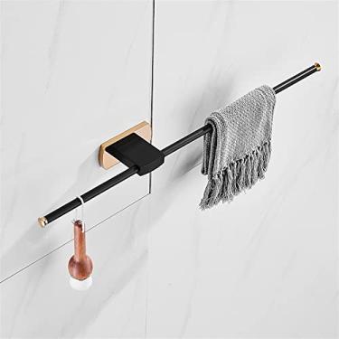 Imagem de Toalheiro dourado preto criativo todo-cobre toalheiro barra de toalha suporte de papel higiênico ganchos de toalha de roupão conjunto de ferragens de banheiro toalheiros (cor: Toalheiro de três barras