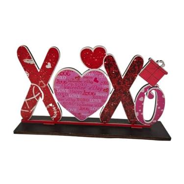 Imagem de MotiveTech Placa de Mesa para O Dia Dos Namorados, Decoração de Mesa em Madeira, com Letras Decorativas, Feita de Madeira Maciça com Elegância para Presentes E a, Abraços E Beijos, Tamanho real