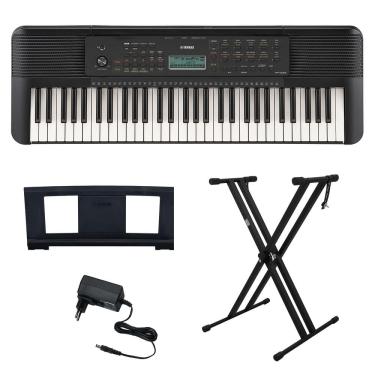 Imagem de Kit Teclado Arranjador 61 Teclas PSR E283 com Fonte Bivolt Yamaha e Suporte em X