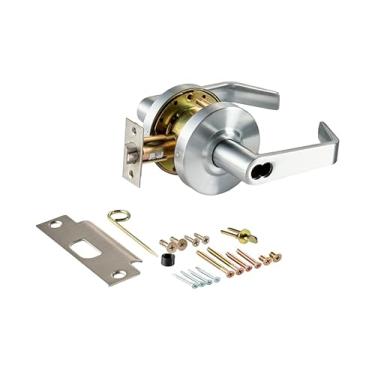 Imagem de SUMBIN SFIC Fechadura de maçaneta comercial de entrada, fechaduras internas de grau 2 duráveis para portas corta-fogo - Trava de porta cilíndrica com acabamento cromado acetinado