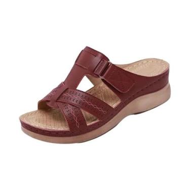 Imagem de Sandálias De Plataforma Femininas De Verão Com Salto Wedge, Ortopédica