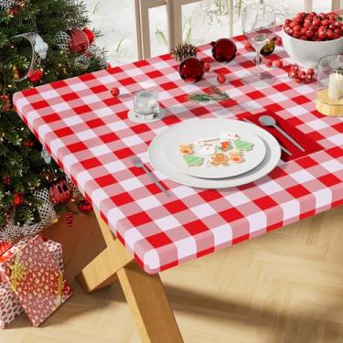 Imagem de misaya Toalha de mesa Buffalo para 8 mesas de comida, vermelha e branca, 76 x 243 cm