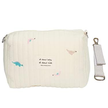 Imagem de Saco de fraldas organizador bolsa requintado bordado algodão macio grande capacidade saco de carrinho organizador para viagens chá de bebê presente novos pais (Dinossauro)