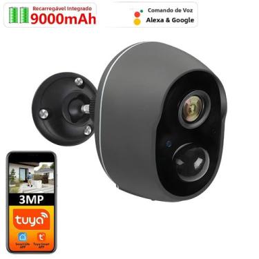 Imagem de Câmera De Vigilância Externa 9000mAh IP65 WIFI 3MP Com Detecção De Mov