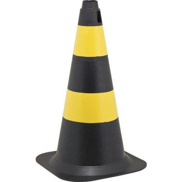 Imagem de Cone De Sinalização Segurança Tráfego 50Cm Preto E Amarelo
