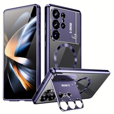 Imagem de HUHUCASE Capa para celular Samsung S21/S22/S23/S24/S25Ultra, capa protetora magnética de liga de alumínio para aromaterapia (roxo, Samsung Galaxy S22 Ultra)
