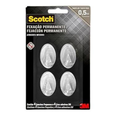 Imagem de Gancho transparente pequeno scotch 4 ganchos - 3m