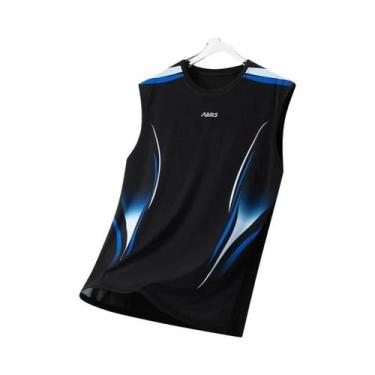 Imagem de Camiseta Esportiva Masculina Leve Com Gradiente, Sem Mangas, Decote Re