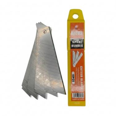Imagem de Kit 10 Lâminas para Estilete Profissional 18mm Reposição Refil em Aço de Alta Resistência Corte Preciso Durável para Papelão Couro Plástico Marcenaria Oficina Artesanato