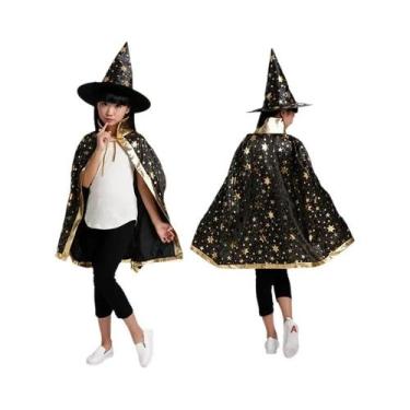 Imagem de Fantasia De Halloween Para Crianças, Capa De Cetim, Chapéu, Fantasia D