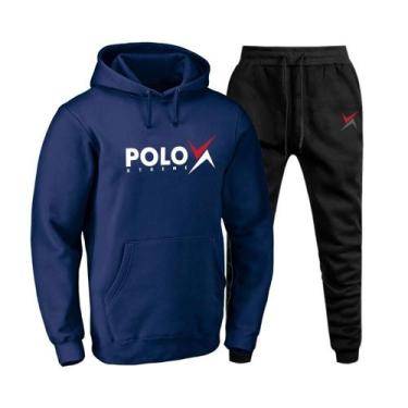 Imagem de Conjunto Moletom Masculino Canguru Confortável Capuz Bolsos - Polo Blu