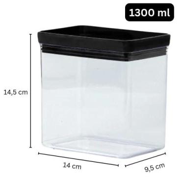 Imagem de Pote Hermético Retangular Lumini Black 1.300ml Paramount