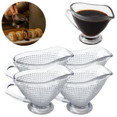 Imagem de Kit 4 Molheiras de Vidro 170ml Porta Shoyo Suco Limão - Freecom