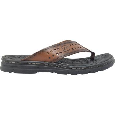 Imagem de Chinelo Dedo Masculino Casual Dia a Dia Passeio Em Couro Amortech Ultra Conforto Pegada 134202